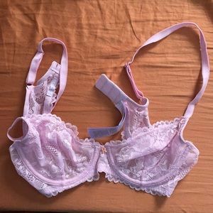 Floral Lace Unlined Bra with X Charm